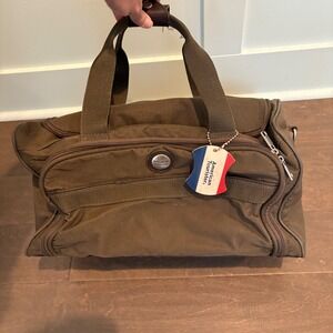 Vtg American Tourister Brown Duffle Bag Carry On Travel Weekender Luggage Duffel